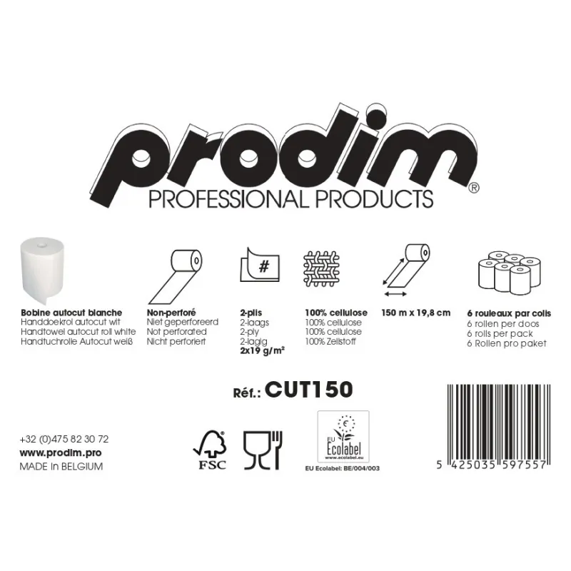 Bobine  Esasycut 2 plis blanche 100% cellulose